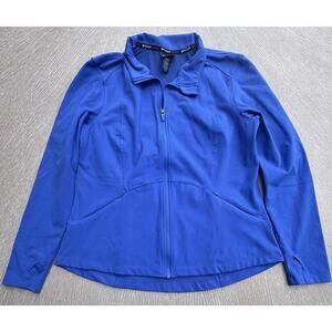 Spyder Women's Stretch Long Sleeve Zip Up Yoga Jacket XL Blue with Thumbholes